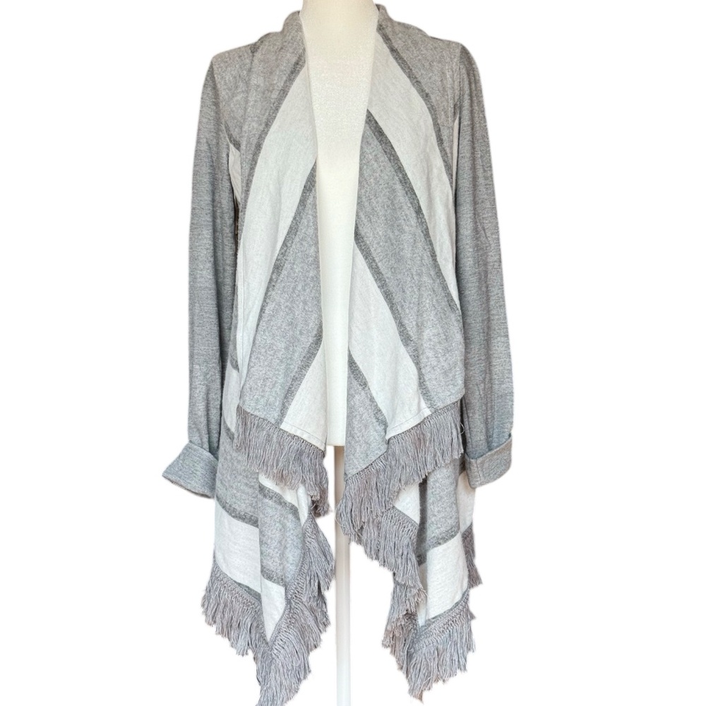 Anthropologie Saturday Sunday Gray Fringe Cardigan Sz XS
